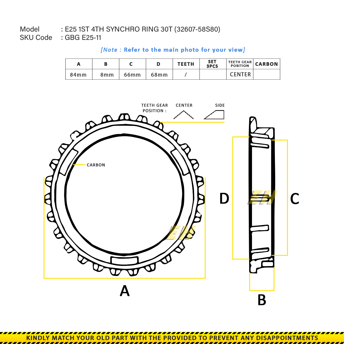 【Nari】L SAGA VANISHING mk2 OEM Evo 8/9 5-Speed 1st/2nd Gear Synchro Ring (MR581385)